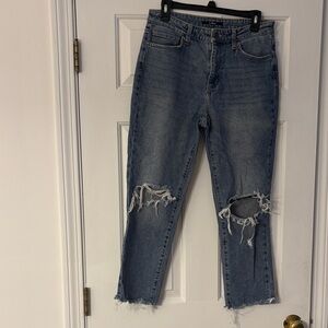 Sam Edelman Ripped Ankle Jeans in Light Blue